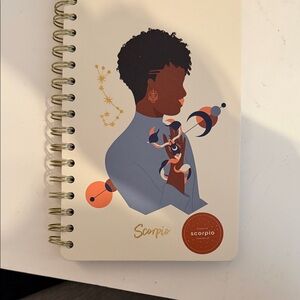 Scorpio Zodiac Spiral Notebook - Cream and Blue